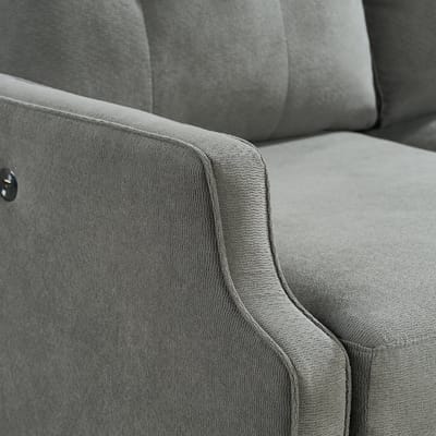 STILVORA Loveseat 2-Zitsbank - Met Usb Oplaadpoort En Decoratieve Armleuningen - Voor Kleine Woning, Slaapkamer Of Kantoor - Hout En Stof - Donkergrijs