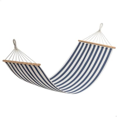Hangmat 200 x 100 cm van katoen en polyester met houten houders en bevestigingskabels – Draagkracht tot 110 kg voor tuin, terras en camping