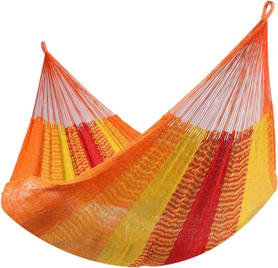 Tweepersoons Hangmat - Dubbele Hangmat - Ontspannen Buiten - Sneldrogend Materiaal - 300 x 150 cm - Oranje