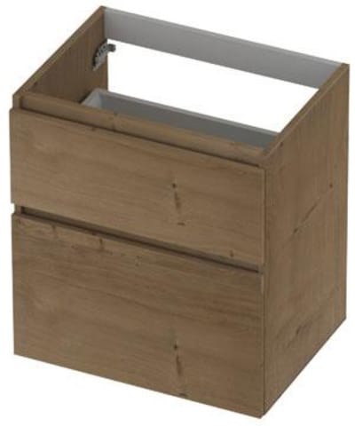 INK - Onderkast 2 Laden Greeploos Fineer Eiken met Houten Keerlijst A-symmetrisch - 600x450x650 Mm - Ash Grey Fineer