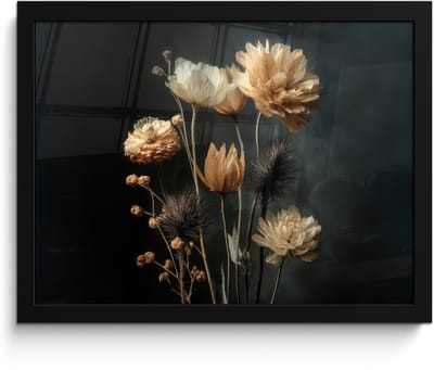 Poster in lijst - Fotolijst 40x30 cm - Posters - Boeket - Bloemen - Licht - Zwart - Posterlijst zwart - Decoratie - Wanddecoratie woonkamer - Muurdecoratie slaapkamer