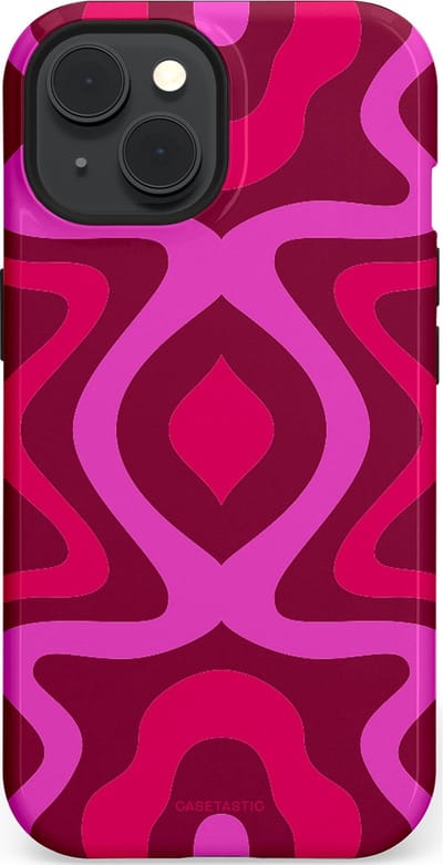 Casetastic Hoesje Geschikt voor Apple iPhone 15 Magsafe - Stijlvolle Beschermende Duo-layer Case - Retro golf