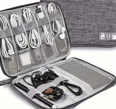 Electronica Organizer - Organizer - Travel Organization - Reistasje - Reizen - Vliegtuig - Opberg Tas - Kabel Organizer - Powerbank Storage - Geschikt Voor Apple Watch Bandjes - Grijs