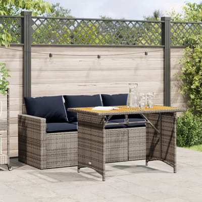 vidaXL - 2-delige - Tuinset - met - kussens - poly - rattan - grijs