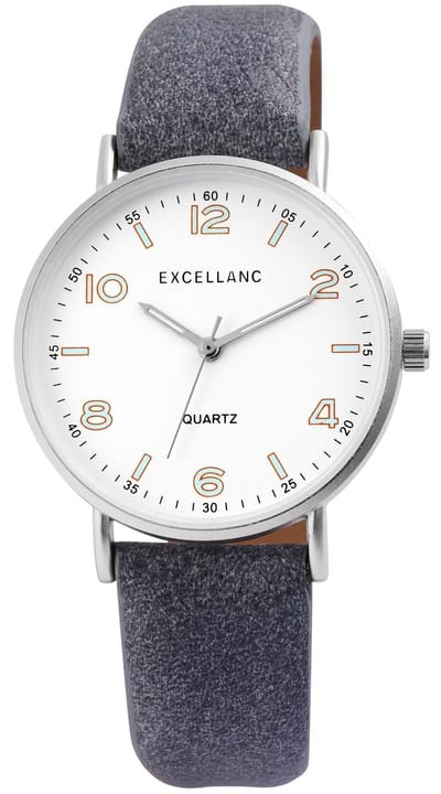 EXCELLANC -dames-heren-unisex-horloge- imitatieleer-overzichtelijke wijzerplaat-diameter 36 mm-3 atm-blauw