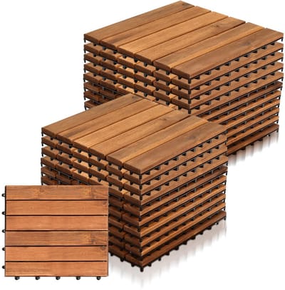 Natuurlijke houten tegels 30x30 cm - Vorst- en weerbestendige vloertegels voor binnen en buiten