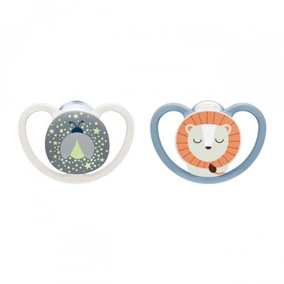 NUK Perfect Match Air Night Fopspeen – Glow in the Dark – 2 Stuks – Siliconen- 18-36 maanden