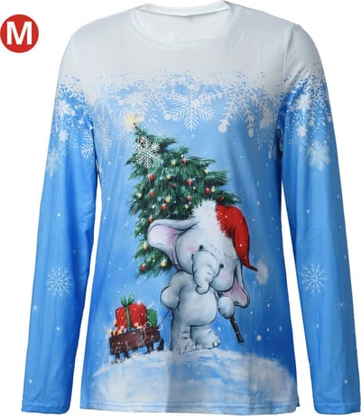Bovista Kersttrui - Dames - Foute Kersttrui - Christmas Sweater - Kerst Sweater - Christmas Jumper - Pyjama - Blauw - Maat M