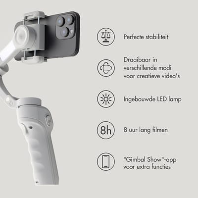 Selencia Gimbal Stabilizer met LED lamp - Slimme tracking - Tripod - Cosy Grey