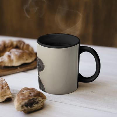Magische Mok - Foto op Warmte Mokken - Koffiemok - Kokskleding - Zwart - Hondje - Magic Mok - Beker - 350 ML - Theemok