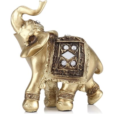 Goudkleur Elegant Olifantenbeeld Ornament Figurine Huis Kantoor Decor Cadeau (S) beige