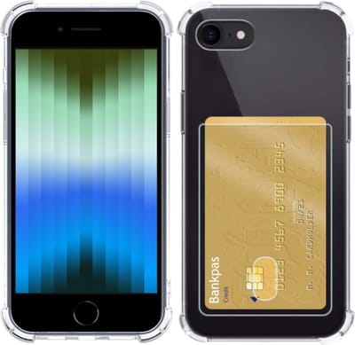 Hoesje Geschikt voor Apple iPhone SE (2022) - Met Pashouder en Kaarthouder - Telefoon Hoes Shockproof - Siliconen Case - Back Cover - Shock Proof - Pasjes Houder - Transparant