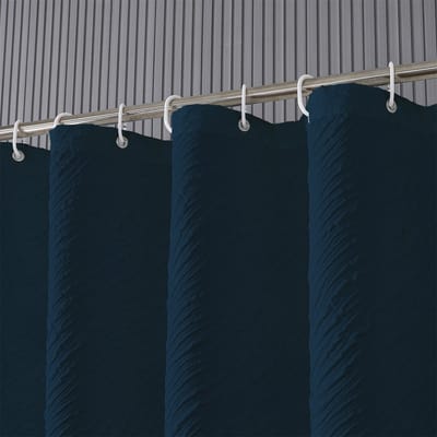 Floraweg Douchegordijn,douchegordijnen voor badkamer 3D embossing marmer Vlak kleur kraam douchegordijn, wasbaar waterdichte stof stofdouche gordijn set met 12 haken, 72 x 72 inch(180cmX180cm)-marineblauw