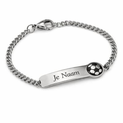 Armband met graveer, Armband met naam, Gepersonaliseerde kinderarmband met naamgravure en berenbedel - zilverkleurig, Armband met naamplaatje ,graveerarmband