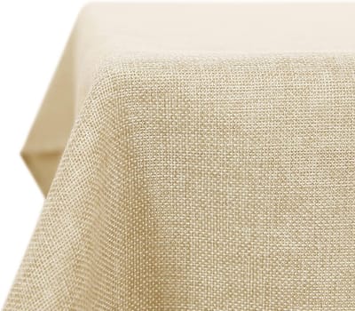 Famanu - Tafelkleed linnenlook waterdicht lotuseffect 130 x 160 cm crème
