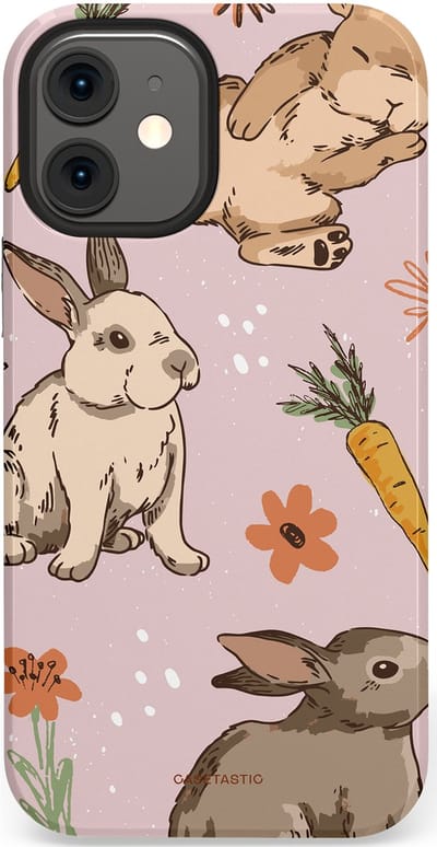 Casetastic Hoesje Geschikt voor Apple iPhone 12 Mini - Stijlvolle Beschermende Duo-layer Case - Hop hop knuffels