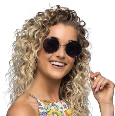 Boland - Partybril Hippie XL grijs Grijs - Volwassenen - 60's & 70's - Hippies & Flower Power - Festival - Carnaval - Themafeest