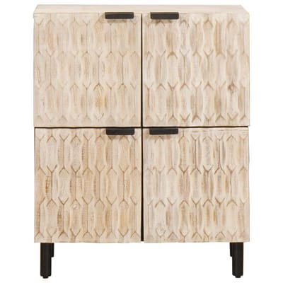 vidaXL - Dressoir - Witte - Was - Afwerking - 60 - x - 33 - x - 75 - cm - Massief - Mango - Hout