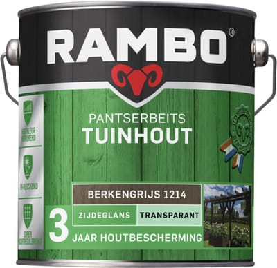 Rambo Pantserbeits Tuinhout Zijdeglans Transparant - Gelijkmatig Vloeiend - Berkengrijs - 2.5L
