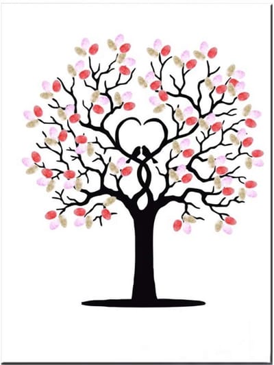 Dailygoods - DIY Huwelijksvingerafdrukboom - Gastenboek Poster - Canvas met Inkt - 30x40cm - Liefdesboom - Perfect voor Bruiloften en Verjaardagen