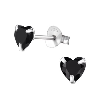 Montebello Oorbellen Libi Black - 925 Zilver - Hart - Ø5mm