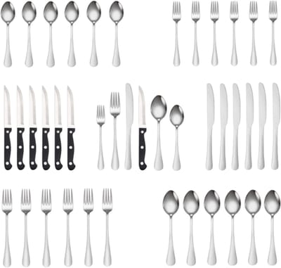 Livista® Zilverkleurige Bestekset – Mes, Vork en Lepel – Roestvrij Staal – Elegant & Duurzaam Ontwerp – 36 Stuks – Set voor 6 Personen