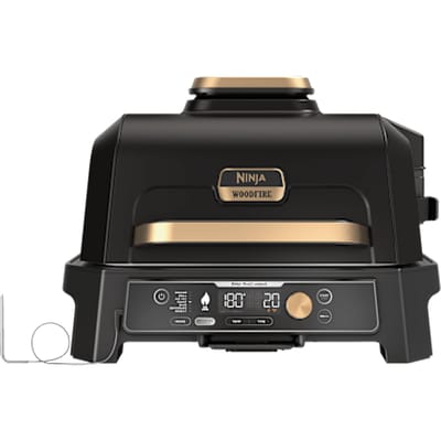 Ninja Woodfire Pro Connect XL Elektrische BBQ Grill & Smoker met Hoes - Zwart & Goud in Zwart/Goud | OG901EUBK1 | van SharkNinja