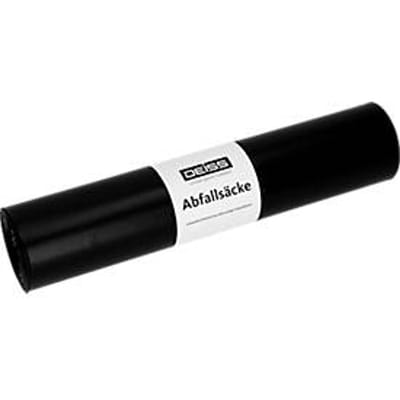 Deiss afvalzakken, 70 liter, gerecycled LDPE, B 575 x H 1000 mm, zwart, 250 stuks