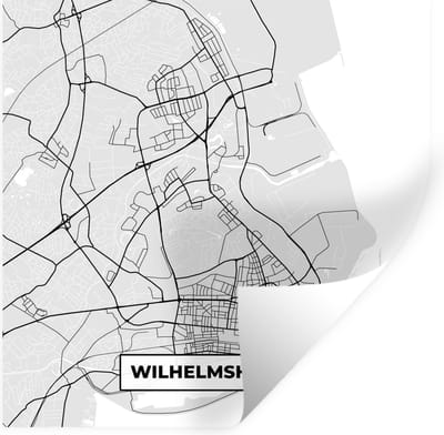 Muurstickers - Sticker Folie - Stadskaart - Duitsland - Plattegrond - Wilhelmshaven - Kaart - 100x100 cm - Plakfolie - Muurstickers Kinderkamer - Zelfklevend Behang XXL - Zelfklevend behangpapier - Stickerfolie