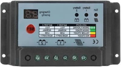 Zonnecontroller Laadregelaar - MPPT Regulator - Energie Beheer - Dubbele Batterij Ondersteuning - 20A - Grijs Wit