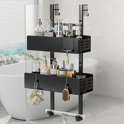 Dailygoods - Hangende Doucheplank, Verstelbaar en Zonder Boren, Zwart