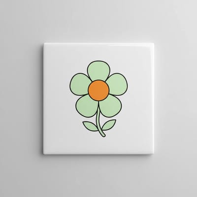 Esthetische Bloemdesign Keramische Tegel 15x15 cm – Minimalistische Botanische Wanddecoratie Cadeau