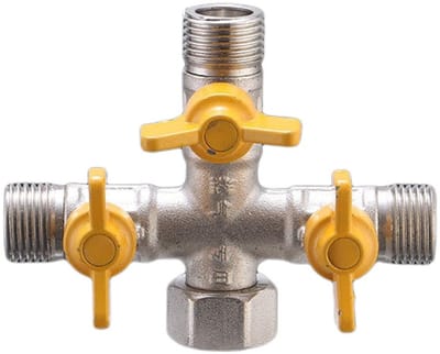 Dailygoody - Slangkraansplitter - 3-voudig spruitstuk - Massief messing - 1/2 inch - Gasklepverbinder - Geschikt voor meerdere aansluitingen - Co
