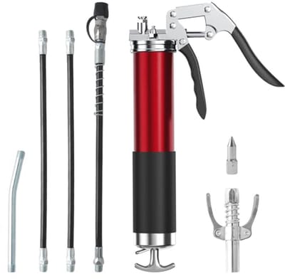 Handmatige vetpomp 8000 psi met flexibele slang en puntig mondstuk - 400 cc smeermiddel
