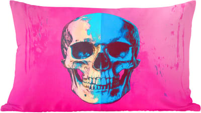 Sierkussens - Kussentjes Woonkamer - 60x40 cm - Neon - Blauw - Pop-art - Schedel