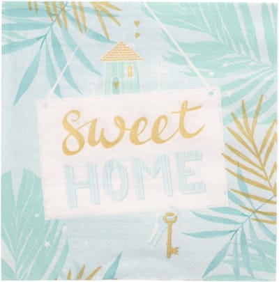 12x 30 Servetten 3-laags 1/4 vouw 33 cm x 33 cm munt Sweet Home