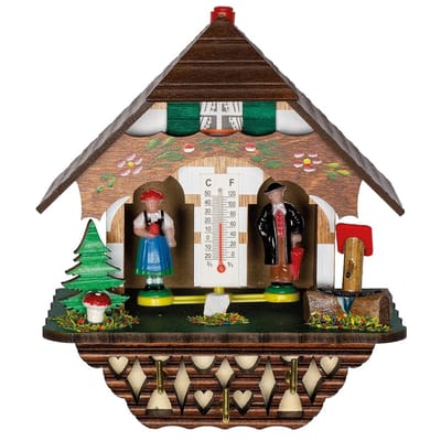 Houten Weerhuisje met Sleutelplank en Thermometer