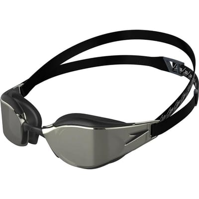 Speedo Unisex volwassene Fastskin Hyper Elite zwembril (Zwart/Oxidegrijs/Chroom)