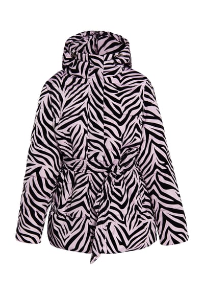 Faina Gewatteerd jack met zebraprint Dames Mauve zebra