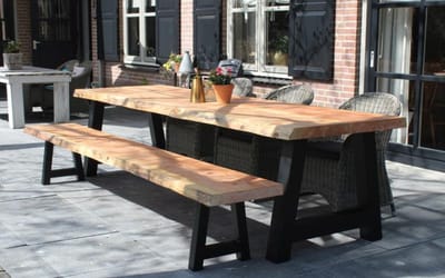 Douglas Boomstam Tuintafel - 180 x 90 cm - Stalen A Poten - Inclusief Montage