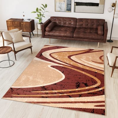 Tapiso Dream Vloerkleed Beige Bruin Modern Abstract Woonkamer Tapijt Maat- 80x150