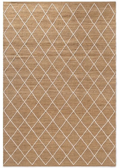 Flycarpets Laagpolig Vloerkleed Kunu Jute - Naturel / Goud / Wit 80x200 cm