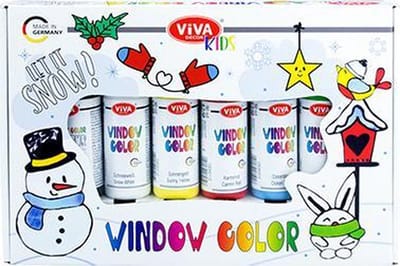 Windowcolor glasverf set Viva Let it snow - hologram effect - 6 kleuren 80 ml - 30 motieven