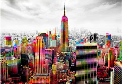 Fotobehangkoning - Behang - Vliesbehang - Fotobehang New York Schilderij - Colors of New York City II - 150 x 105 cm