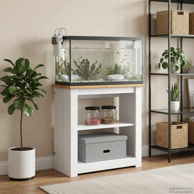 vidaXL - Aquarium - Stand - PANAMA - Wit - en - Bruin - 60 - x - 30 - x - 60 - cm - 150 - kg