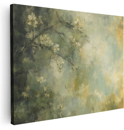 Artaza Canvas Schilderij Abstract Groen Met Goud - Kunst - 120x90 cm - Groot - Wanddecoratie Woonkamer - Schilderijen - Muurdecoratie