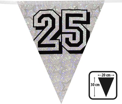 Boland - Holografische vlaggenlijn '25' zilver Zilver - Regenboog - Regenboog