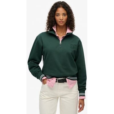 Superdry Country Club Halfhoge Trui met Reliëflogo Green Grootte: 44