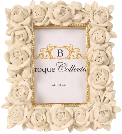 Baroque - Fotolijst - Fotolijst 6 x 9 cm - Crème - Resin - 13.2x11.2x2.8 - Polyresin