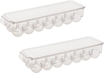 5five Eierdoos - 2x - koelkast organizer eierhouder - 14 eieren- transparant - kunststof - 37 x 11 cm
